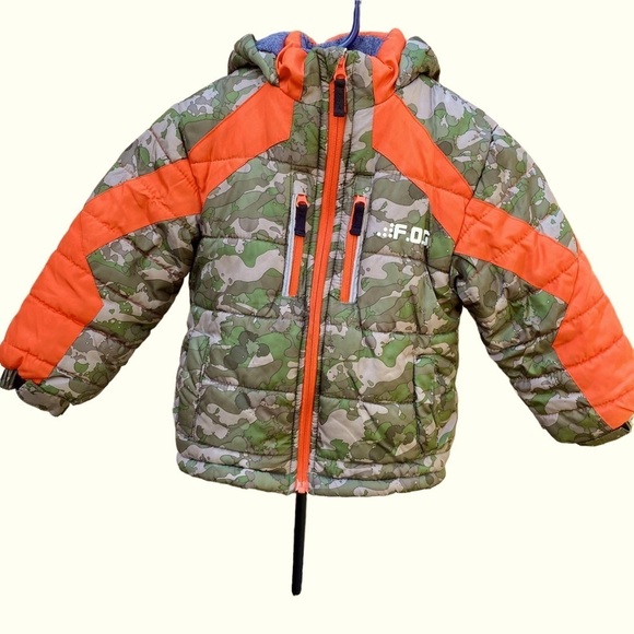 London Fog Polar Fleece Lined Hooded Puffer‎ Jacket with Cuffed Sleeves Boy’s 4 - Picture 1 of 11